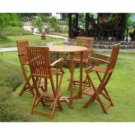 INTERNATIONAL CARAVAN Lugo Bar Height Table Group, Brown Stain - Set of 5 RT-015-BC-007-4CH